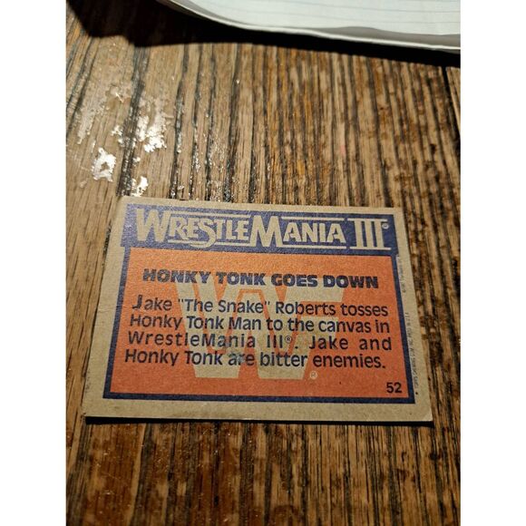 Vintage 1987 Topps WWF WrestleMania III Trading Card 52 Honky Tonk Jake Roberts - Picture 3 of 4